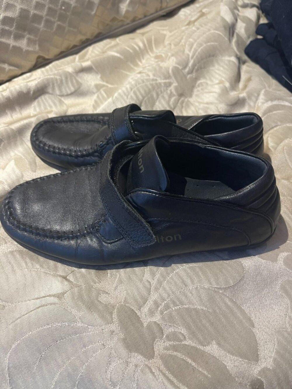 Dalton Boys Black Leather Velcro Loafers – Size 33